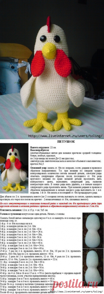 Вязаный петух крючком со схемами и описанием: мастер-класс петуха крючком