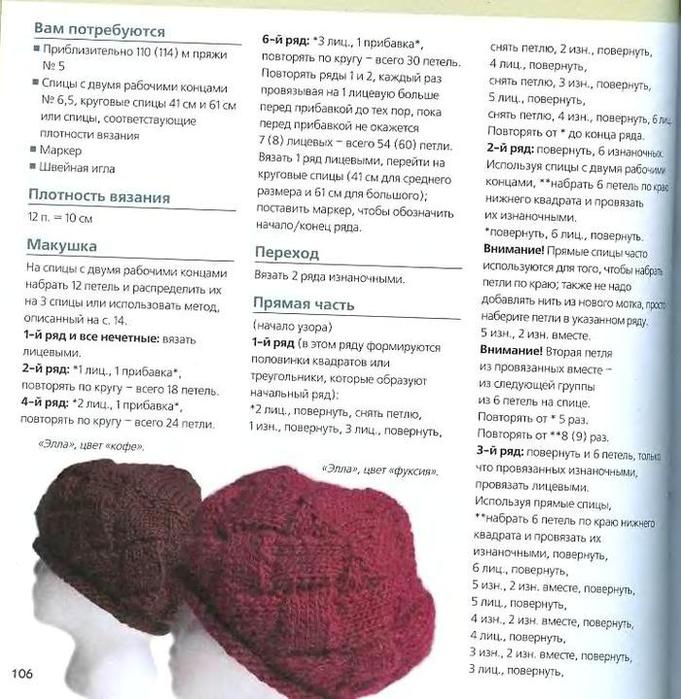 Вязание берета герда: подробное описание и схема