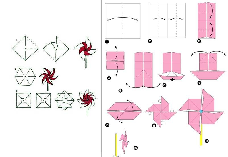 Вертушка из бумаги своими руками: схема оригами