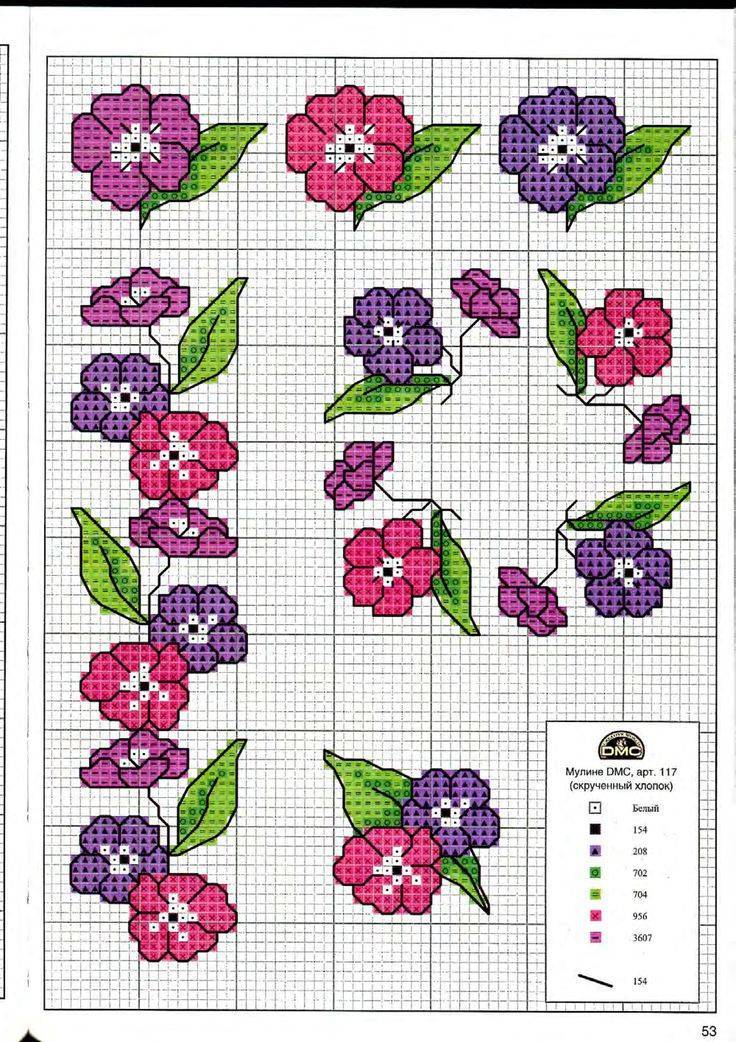 Схема маленьких цветочков для вышивки крестом
