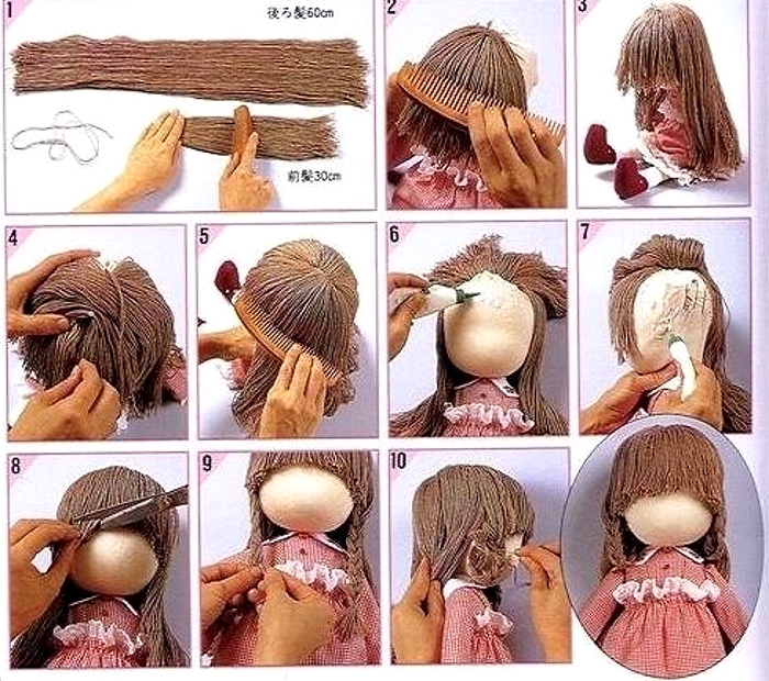 Как сделать кукле волосы из ниток своими руками: особенности процесса