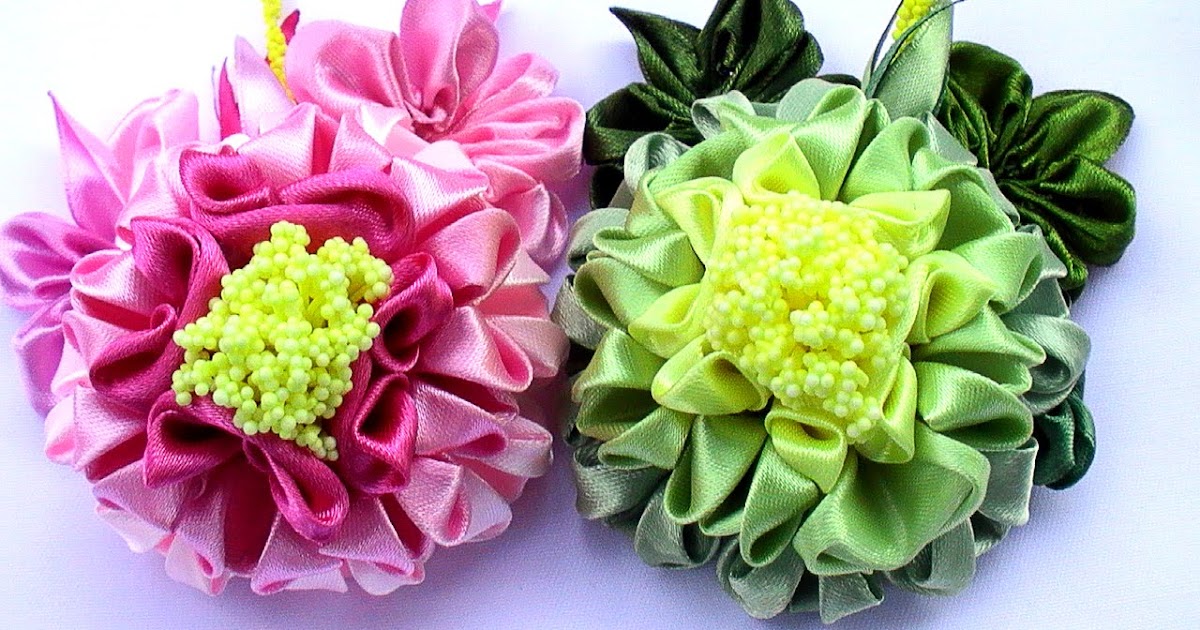 Георгины канзаши: как сделать цветок из атласных лент своими руками с фотографиями и видео