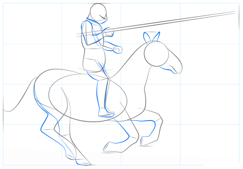 Как нарисовать всадника поэтапно карандашом. как поэтапно нарисовать лошадь