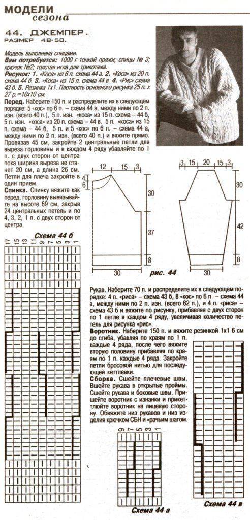 Мужской пуловер спицами. схемы свитера с описаниями