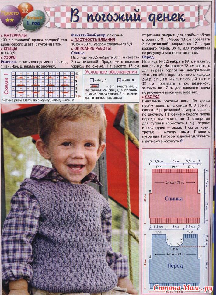 Просто о том, как связать жилетку ребенку 1 года и старше