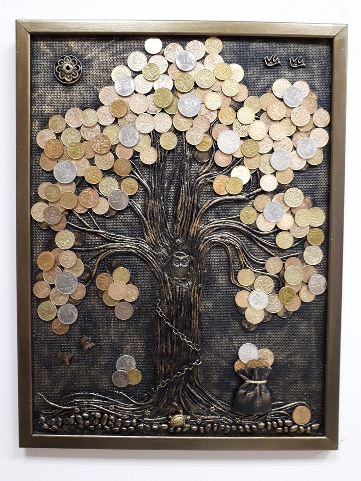 Панно из монет. денежное дерево. мастер-класс с пошаговыми фото