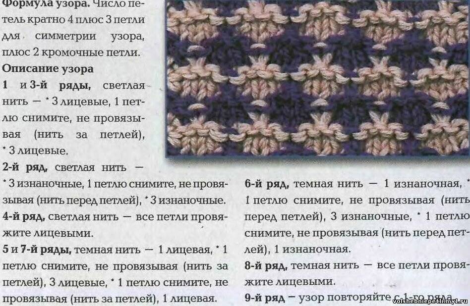 Узор звездочки спицами со схемами и описанием