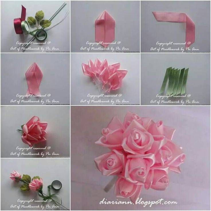Как сделать цветы из лент своими руками