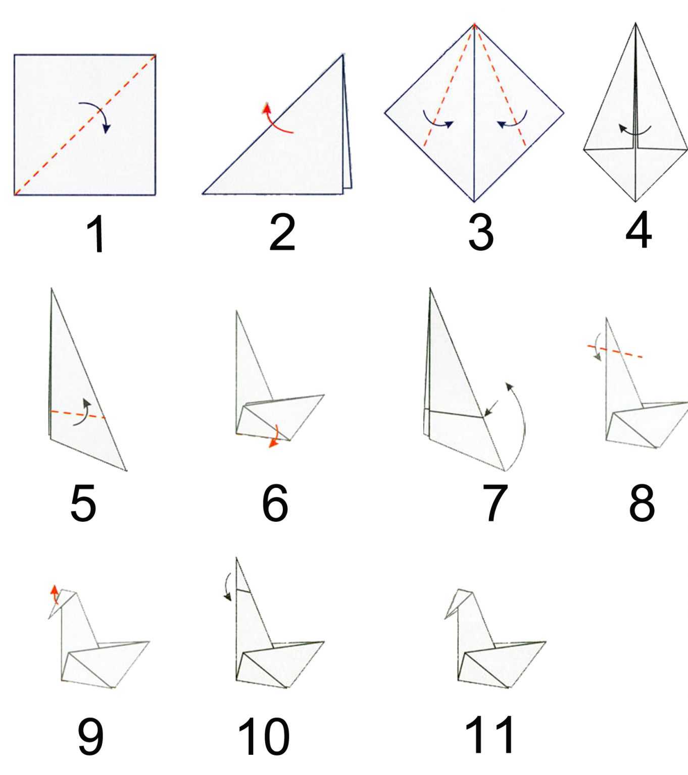 Оригами лебедь из бумаги: модульное конструирование, виды моделей и пошаговая инструкция для начинающих