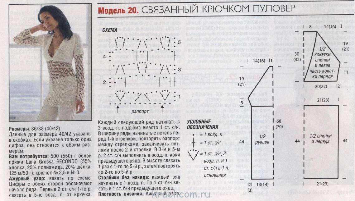 Теплый свитер крючком женский схема и описание - 90 фото