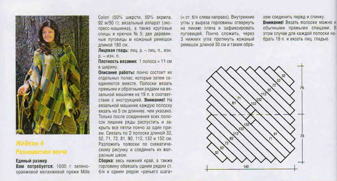 Вязаное пончо схема и описание