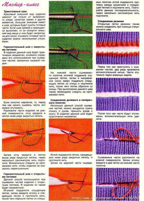Как сшить вязаное изделие спицами или иглой незаметным швом красиво
