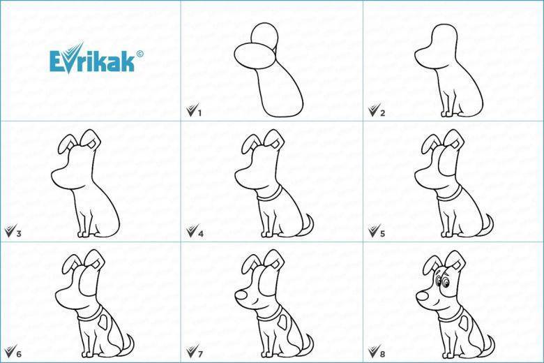 Как нарисовать собаку поэтапно | рисунок карандашом, для детей