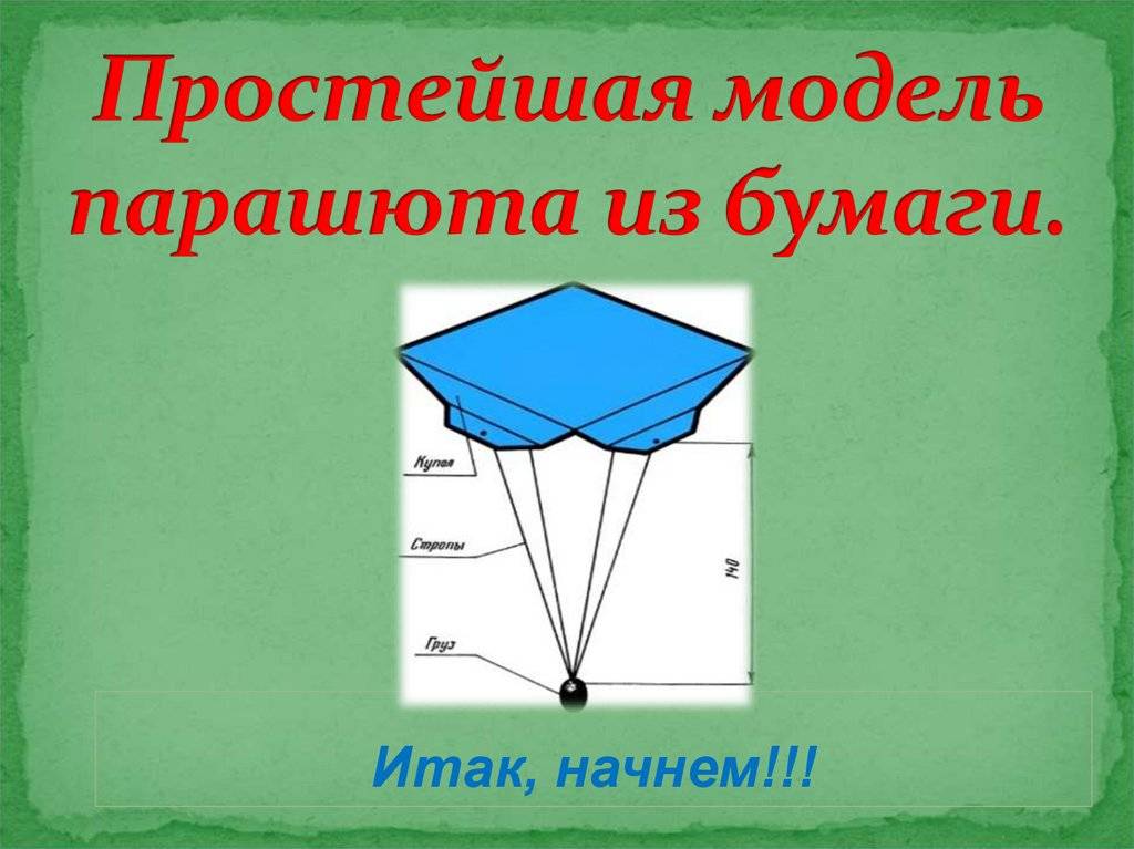 Как сделать парашют из бумаги своими руками легко и быстро со схемами