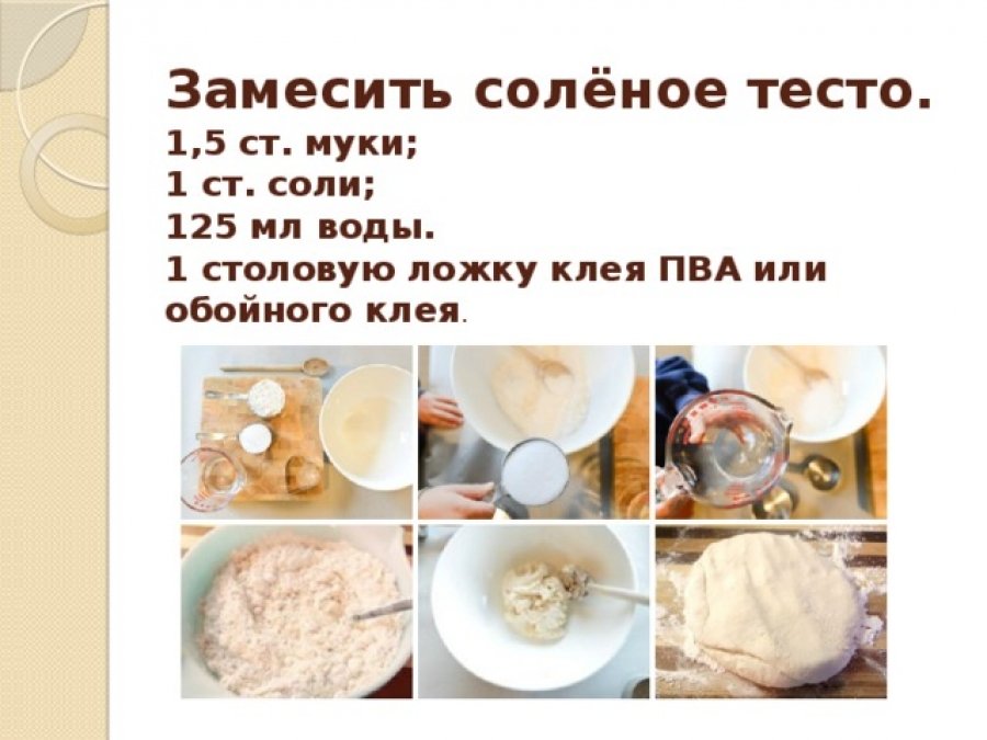 Рецепт как сделать солёное тесто для лепки и поделок