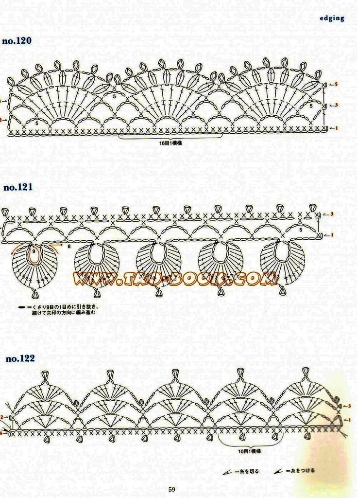 Кружевная кайма крючком схемы и описание фото
