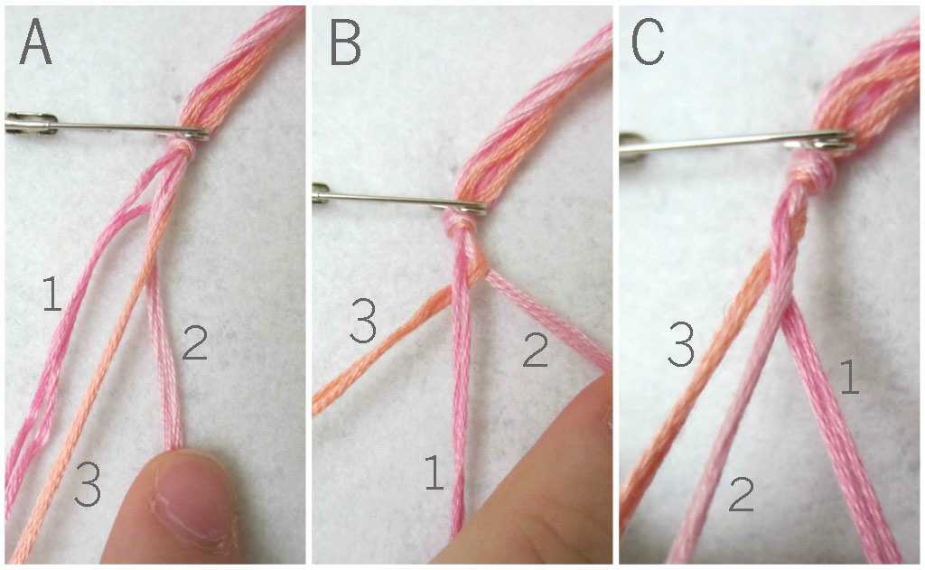 Как заменить нить в косом плетении