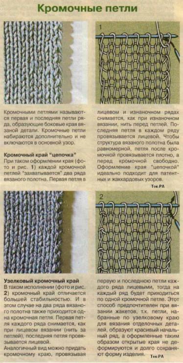 Кромочная петля спицами ⋆ страна рукоделия - вязание и вышивка своими руками