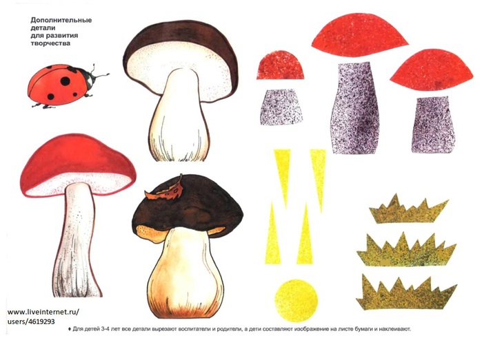 Аппликация "грибы" - основа детского творчества, с примерами и фото