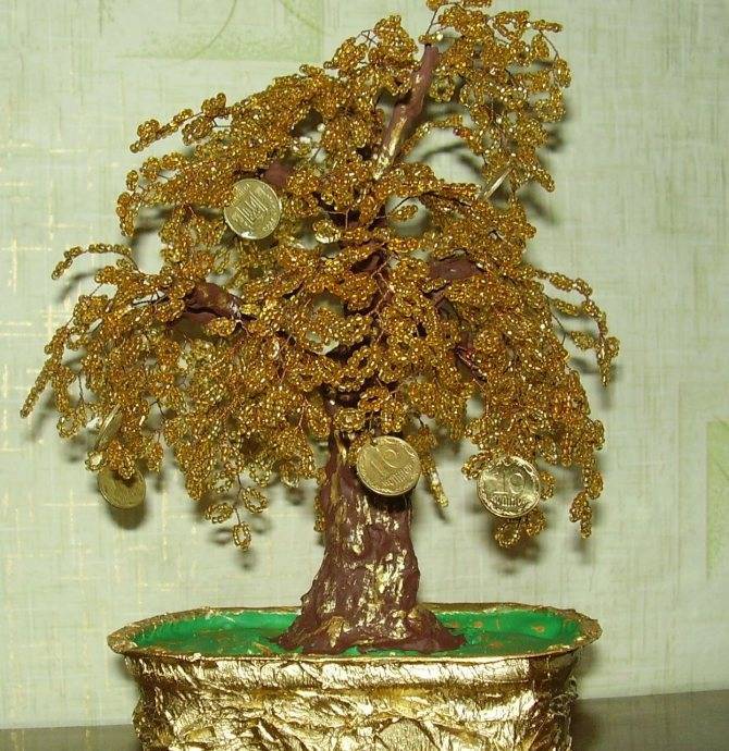 Картина из монет «денежное дерево»