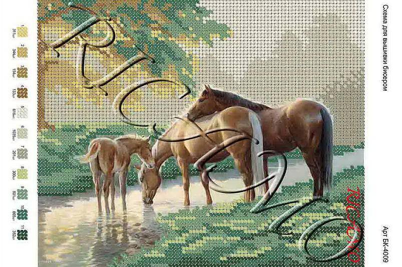 Сюжеты с изображением лошадей для вышивки бисером