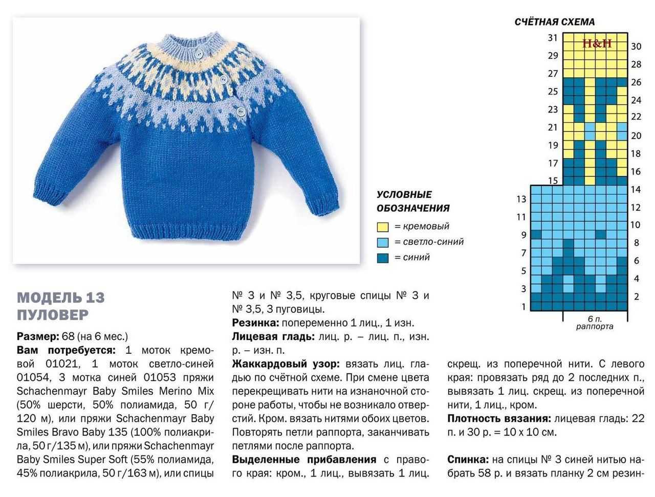 Свитер детский схема вязания