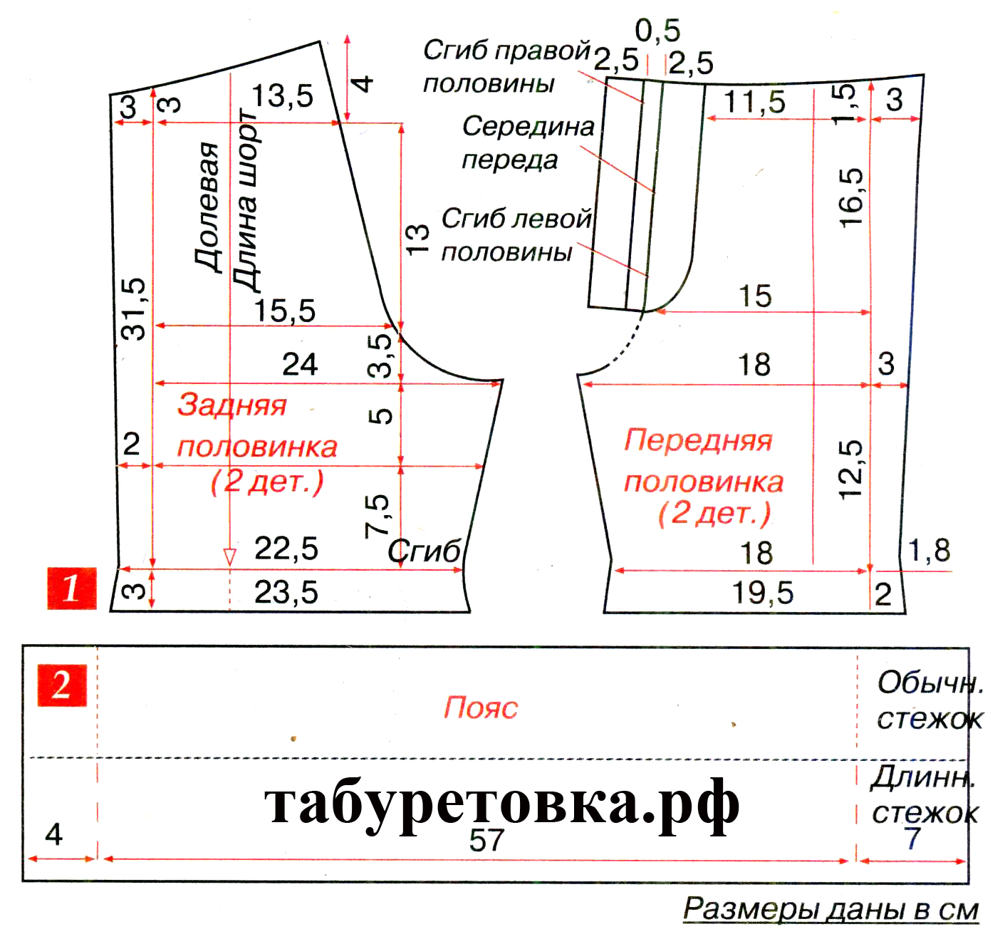 Выкройки шорт: классические, короткие, юбка-шорты