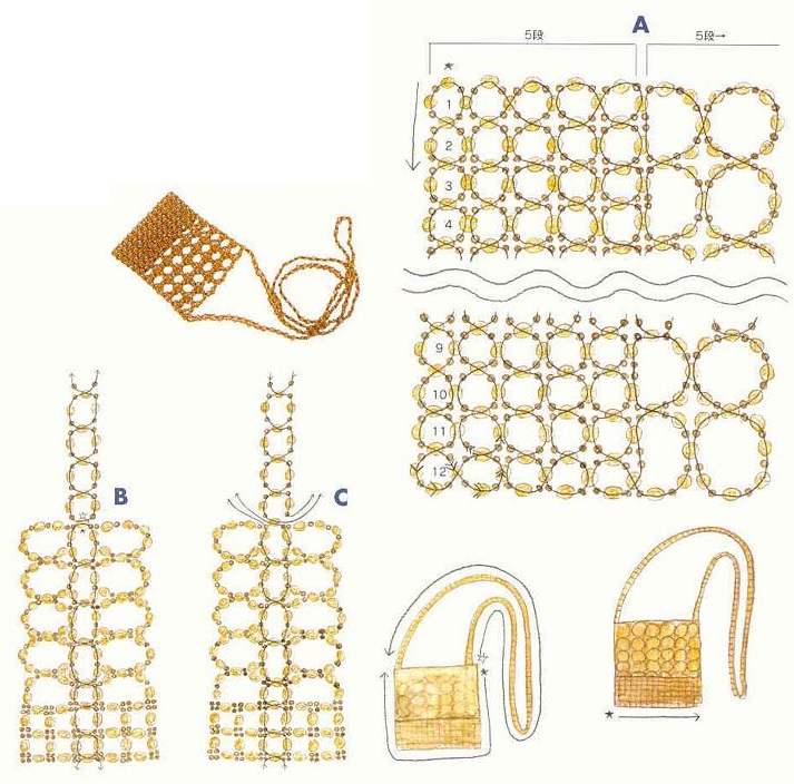 Схема плетения сумки из бисера