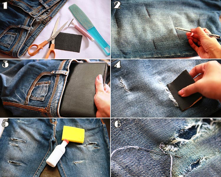 Как на джинсах сделать потертости в домашних условиях пошагово с фото