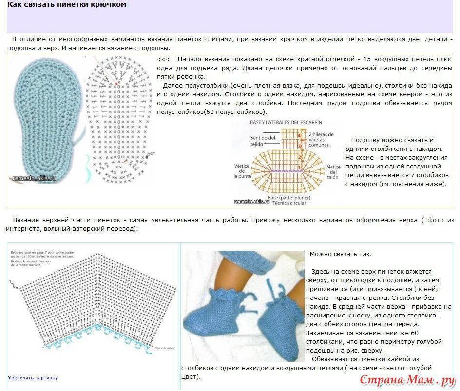 Вязаные ботиночки для малышей спицами с описанием и схемами