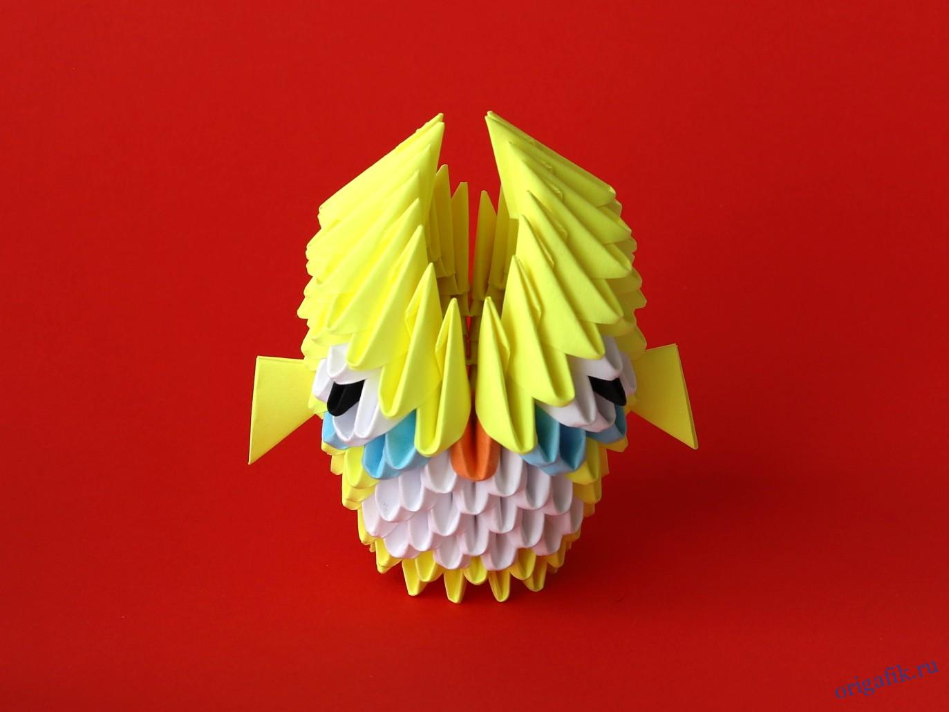 Схема сборки модульного оригами совы