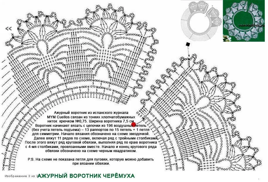 Ажурные воротнички крючком девочкам и женщинам, описание и рассмотрение схем и фото