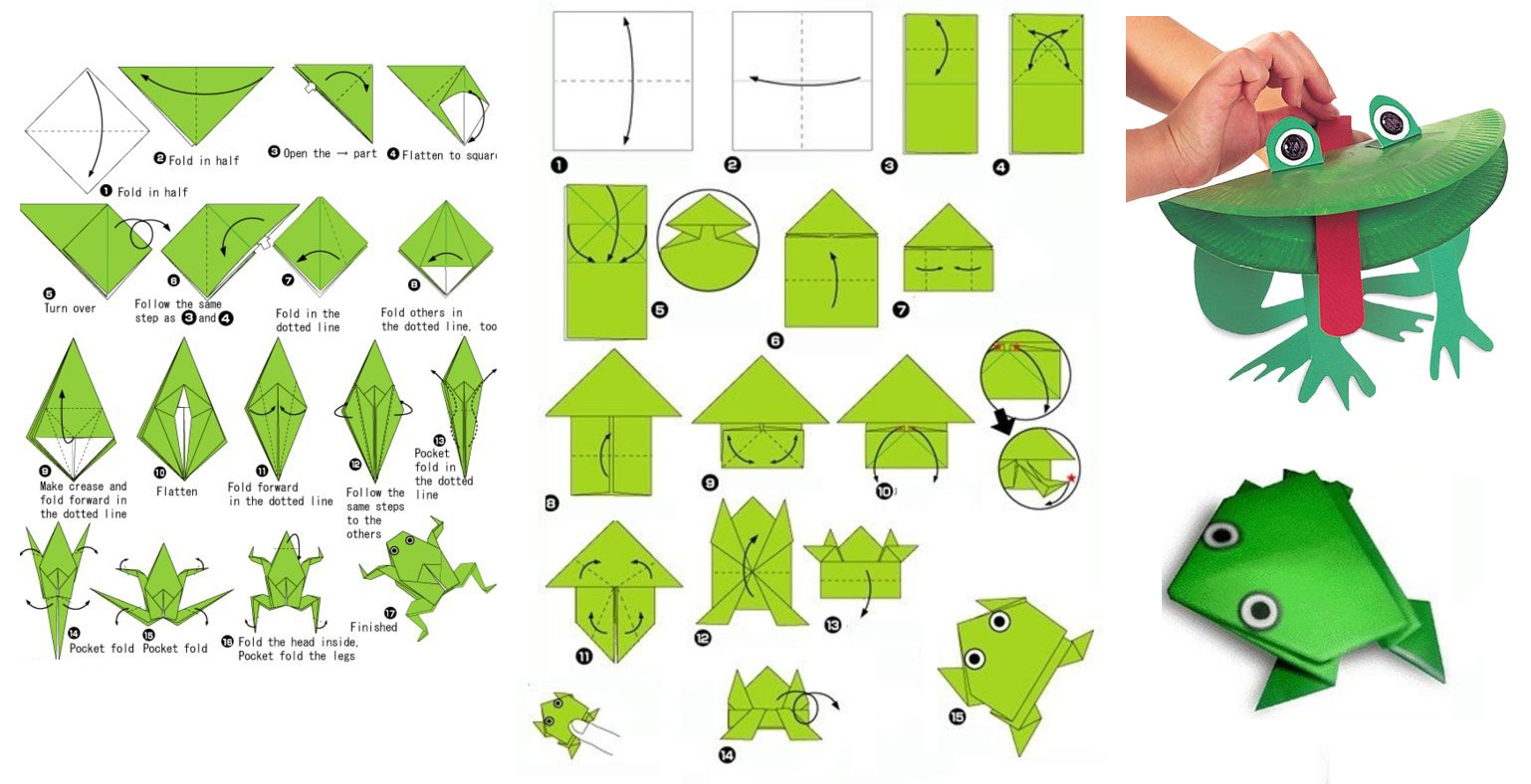 Оригами лягушка из бумаги прыгающая: схемы для детей с подробным описанием и фото поделок