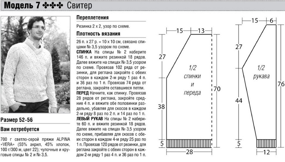 Схема мужского свитера