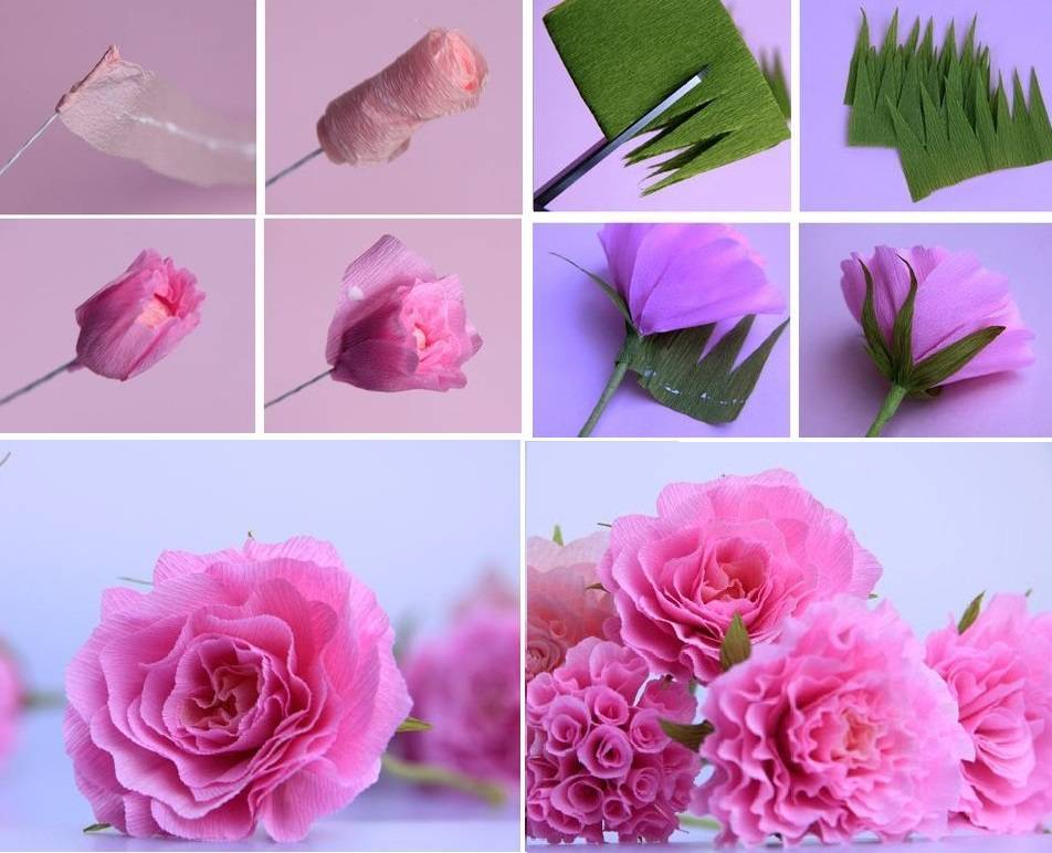 Большие цветы из гофрированной бумаги своими руками - схемы и инструкции как самостоятельно сделать цветы для украшения интерьера (150 фото)