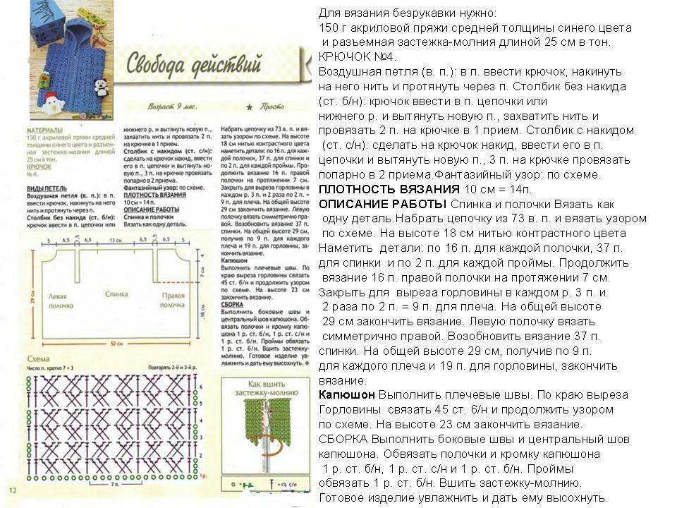 Жилеты для детей от 0 до 3 лет с описанием и схемами спицами жилеты