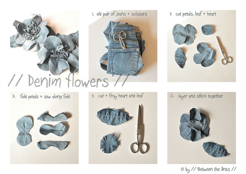 Цветы из джинсовой ткани своими руками для начинающих: как сделать, пошагово
