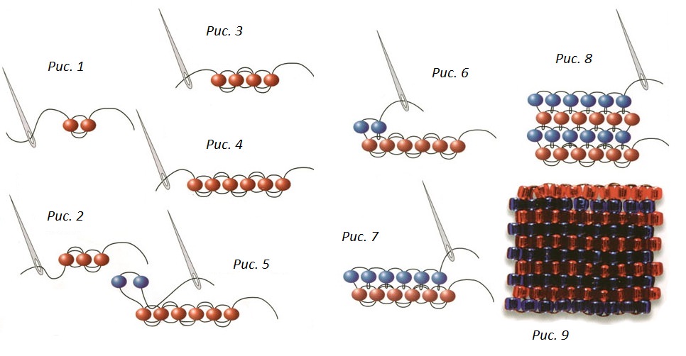 Кирпичное плетение бисером схемы для начинающих