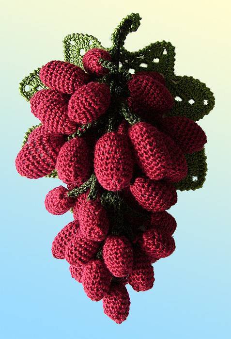 Подробная схема вязания салфетки крючком виноград. виноград: вязание крючком листиков и ягод. собираем ягоды винограда в гроздь