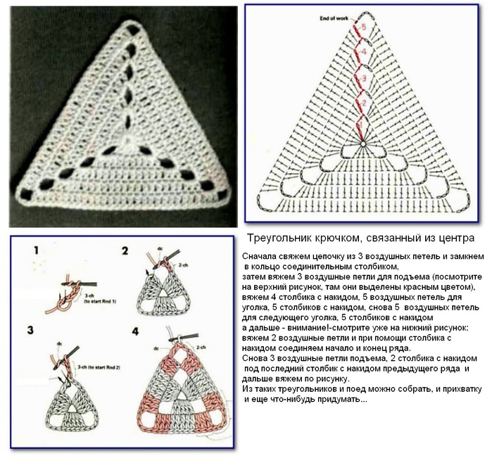 Треугольники крючком схемы и описание простые и красивые