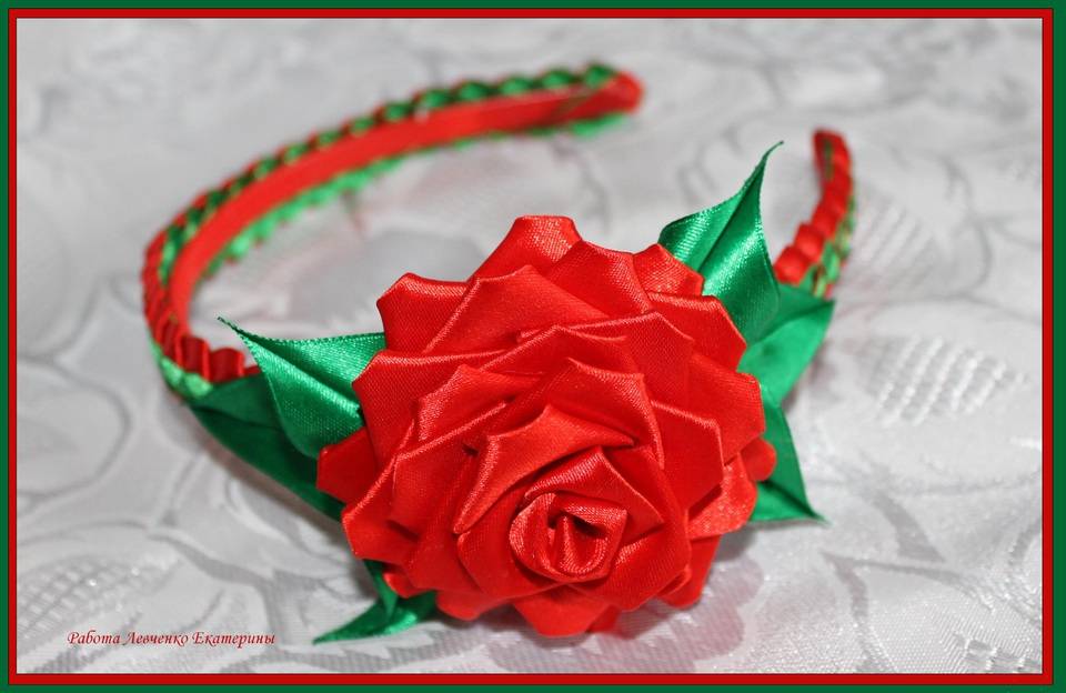 Ободок с цветами из фоамирана. розы из скрученной ткани – супер!