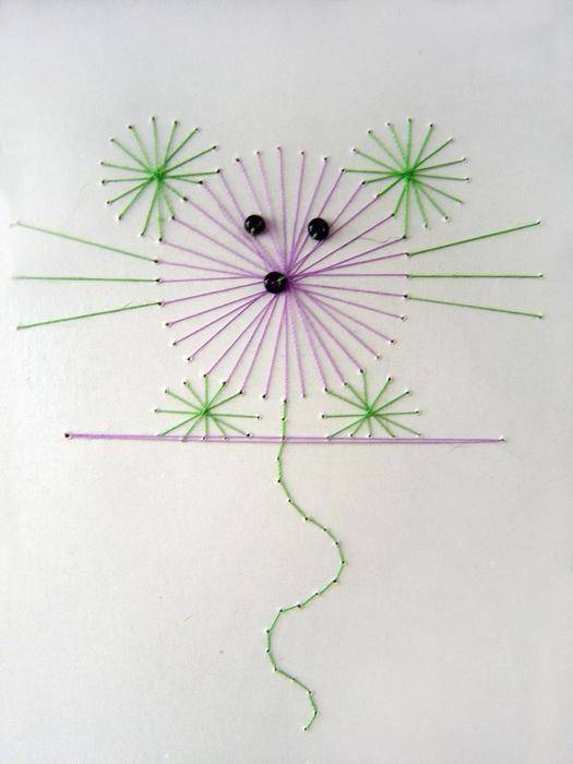 Вышивка на картоне нитками. схемы для детей: цифры, цветы, круг, сердце, паутинка