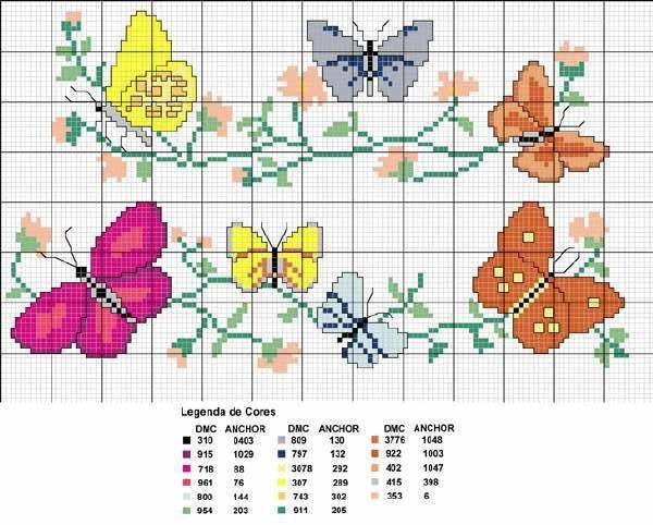 Выбираем схему и вышиваем крестиком разноцветных бабочек