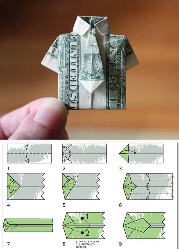 Оригами из денежных купюр своими руками: простые схемы