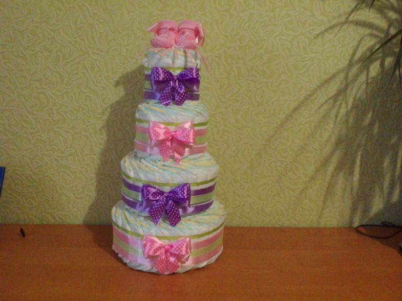 Готовим торт из памперсов своими руками: «рецепты» красивых подарков для мальчиков и девочек