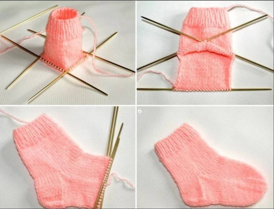 Вязание носка 4 спицами
