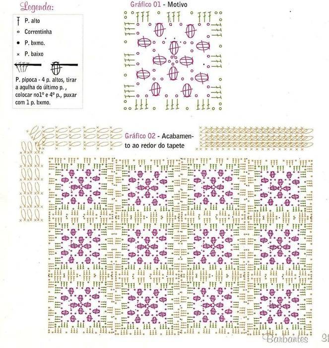 Вязание крючком ковриков на пол: схемы с описанием работы и фото