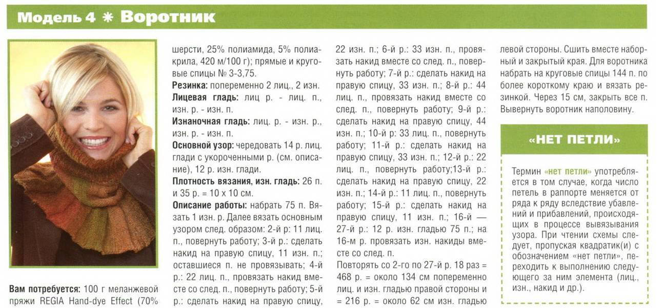 Воротник шарф спицами женские с описанием