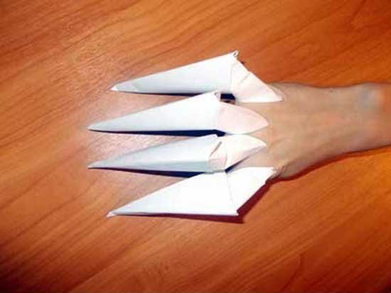 Разные способы, как сделать оригами-когти из бумаги