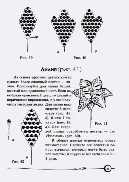 Схема плетения из бисера листика